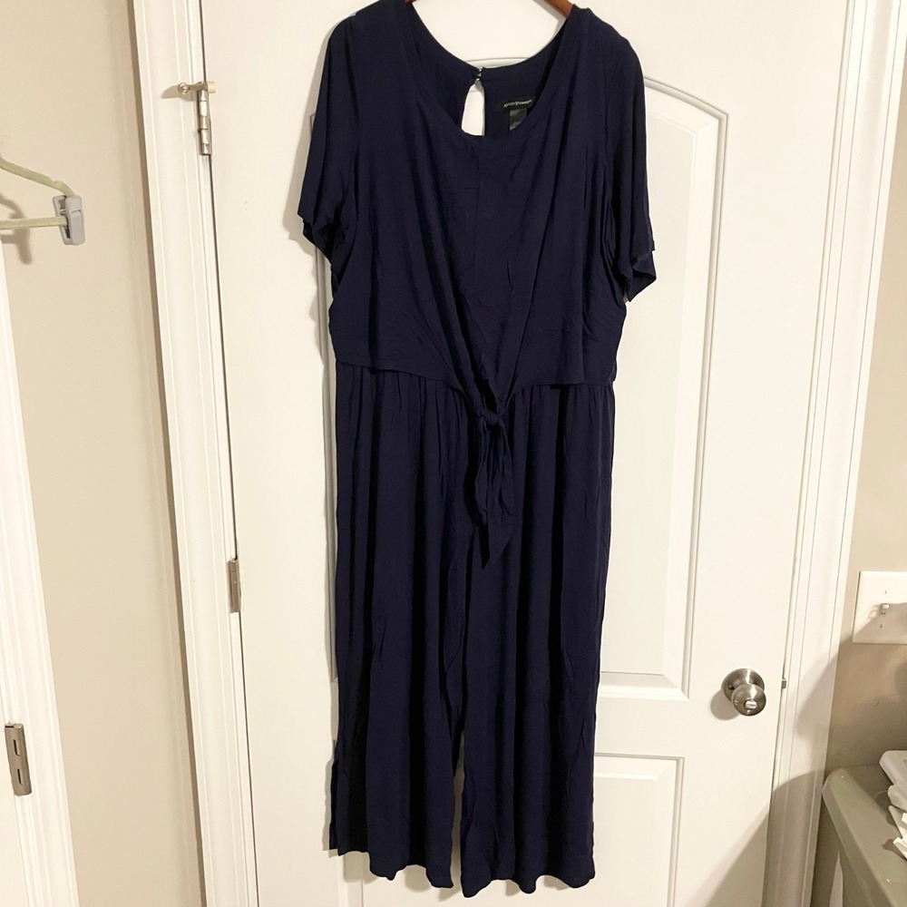 Ashley Stewart Navy Blue Short Sleeve Wide-Leg Jumpsuit Women's Size 22/24